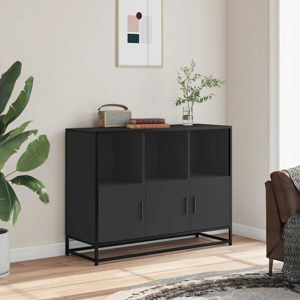 vidaXL Sideboard Black Engineered wood, Metal 39.4x13.8x29.9 in