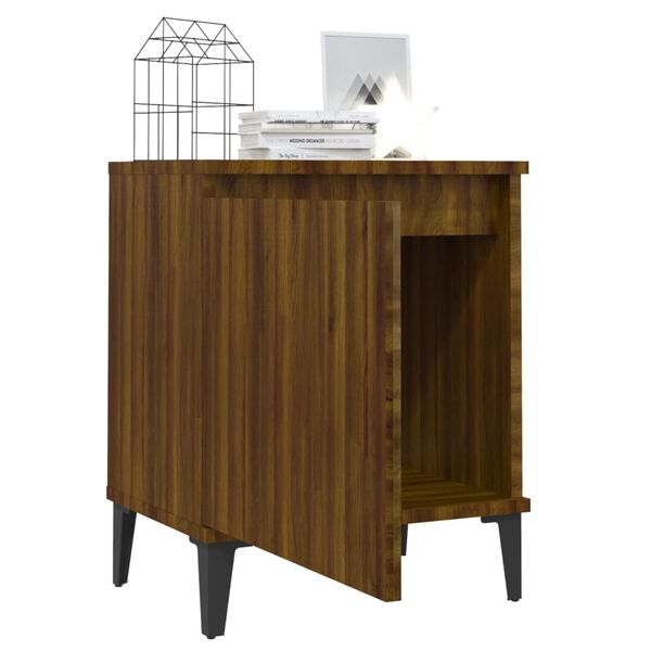 vidaXL Bed Cabinet Brown oak Engineered wood, metal 15.7 x 11.8 x 19.7 in