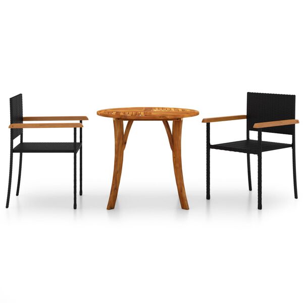 vidaXL 3 Piece Patio Dining Set Black
