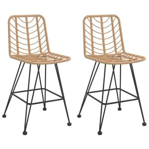 vidaXL Bar Stool Set of 2 Black Steel, polyethylene rattan Standard