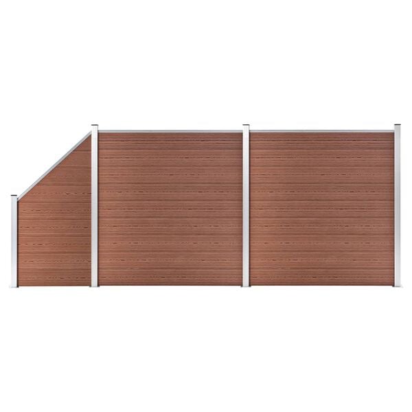 vidaXL WPC Fence Set 2 Square + 1 Slanted 175.6"x73.2" Brown