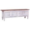 vidaXL TV Cabinet White and natural wood Solid mahogany wood Medium