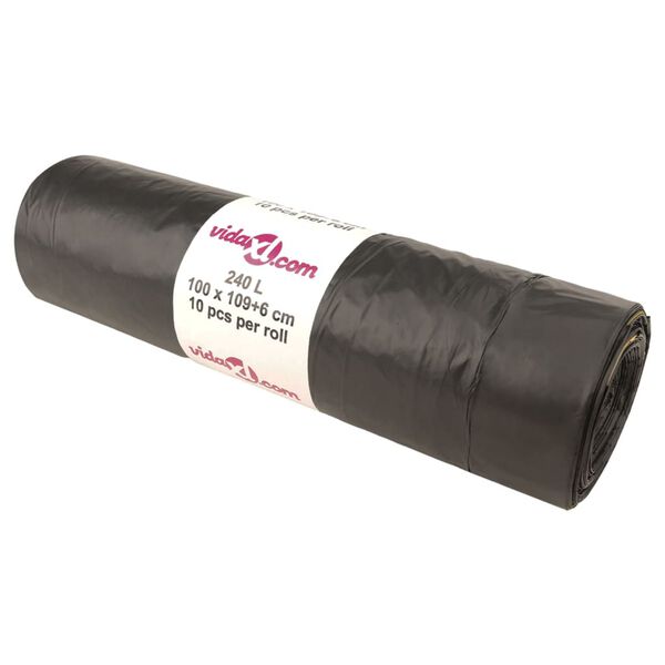 vidaXL Bin Bags with Drawstrings 150 pcs Black 63.4 gal