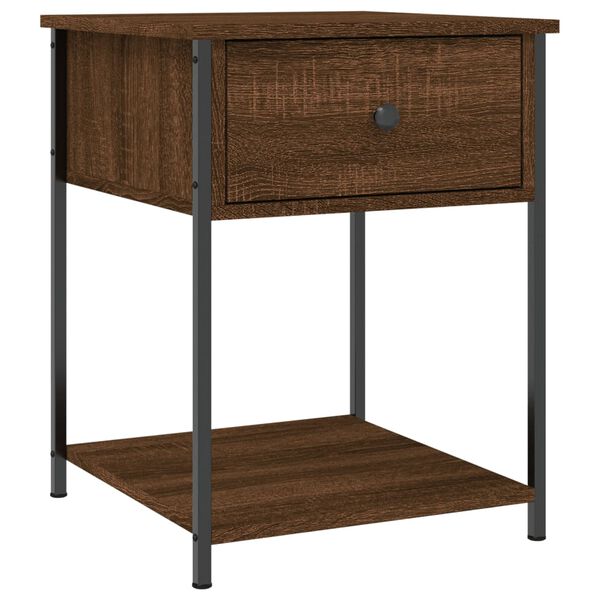 vidaXL Bedside Table Brown Oak Engineered wood 17.3 x 17.7 x 22.8 in