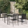 vidaXL Garden Dining Set Black Cotton Rope, Powder-Coated Steel, Glass