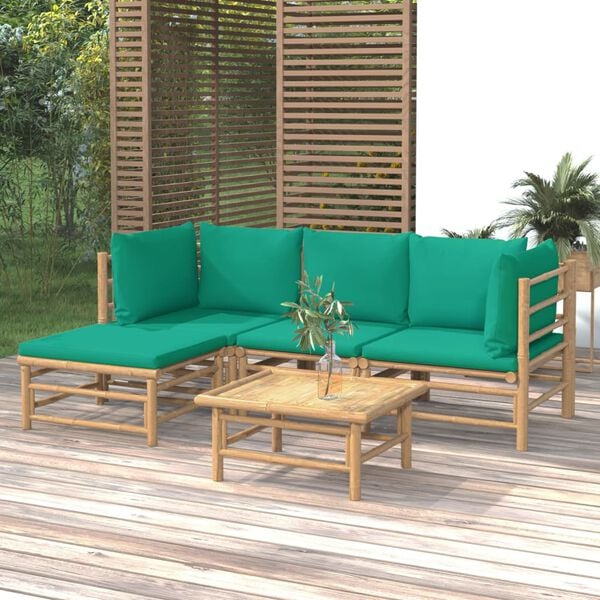 vidaXL Garden Lounge Set Natural Bamboo, Green Bamboo, 100% Polyester