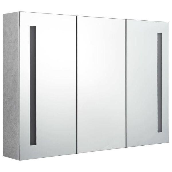 vidaXL Bathroom Cabinet Concrete Gray MDF with melamine finish, glass mirror
