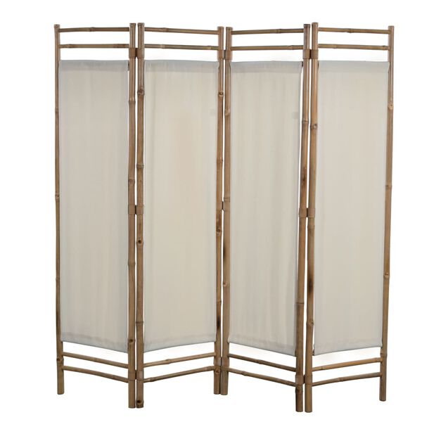vidaXL Folding 4-Panel Room Divider Bamboo and Canvas 63"