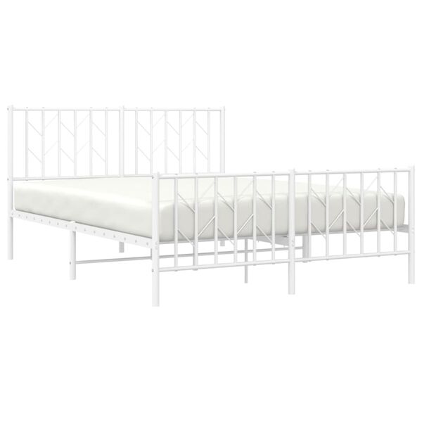 vidaXL Bed Frame White Steel Full Bed Frame Rectangular Traditional