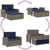 vidaXL Patio Sofa Grey and Navy Blue PE rattan and powder-coated steel