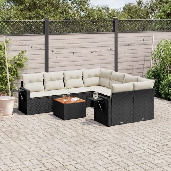 vidaXL Garden Sofa Set Black and Cream