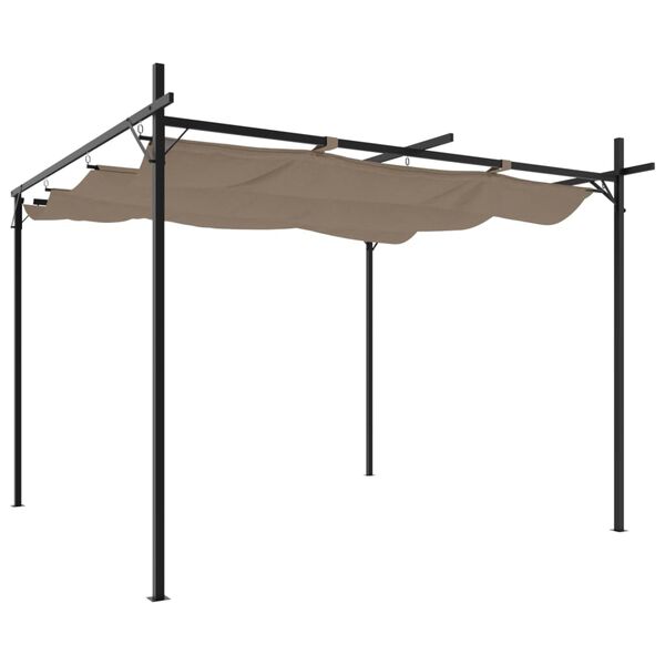 vidaXL Pergola with Retractable Roof Taupe 116.1"x115"x90.6"