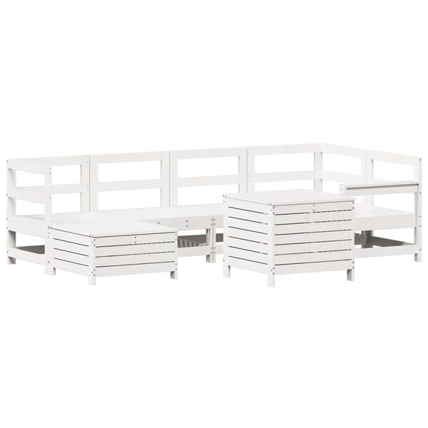 vidaXL Garden Sofa Set White Solid pine wood Large Modular