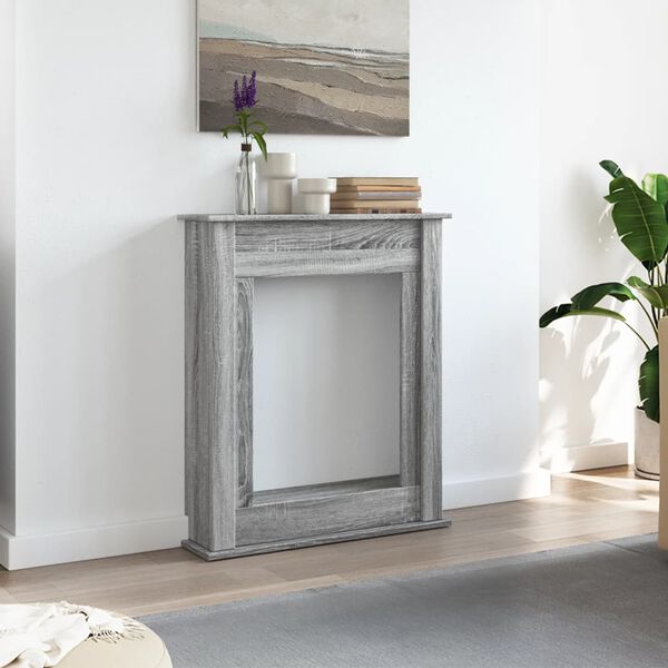 vidaXL Fireplace Surround Grey Sonoma 29.5x7.9x34.4" Engineered Wood