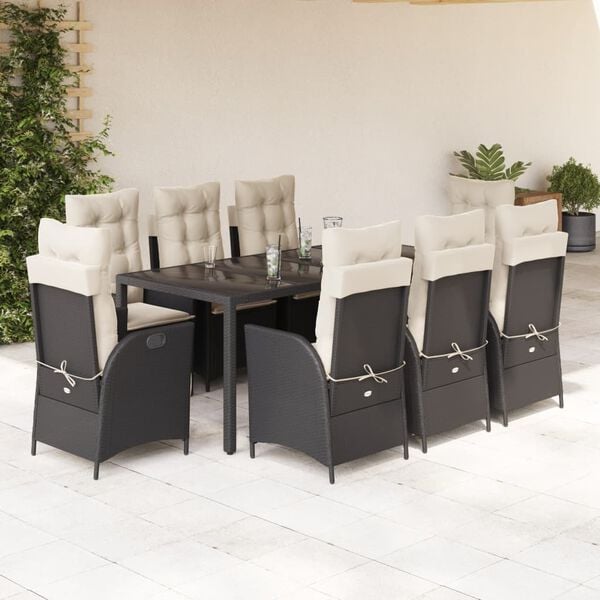 vidaXL Garden Dining Set Black, Cream White