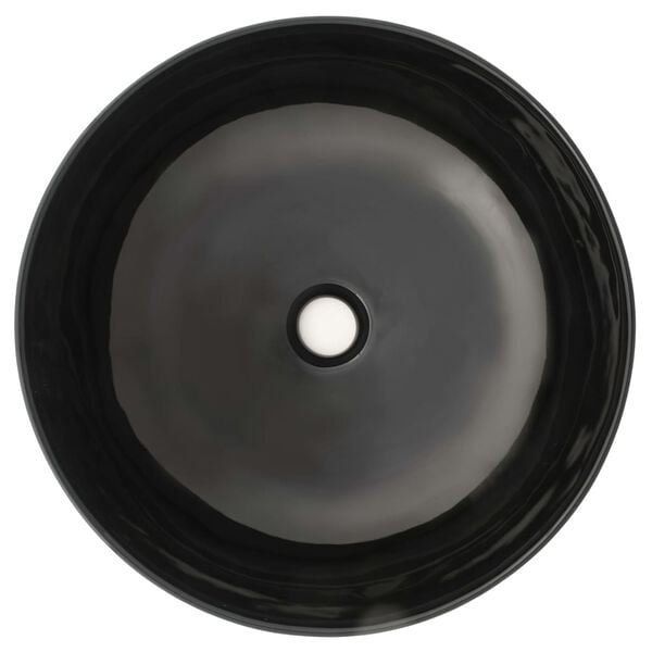vidaXL Basin Ceramic Round Black 16.3x5.3"