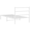 vidaXL Bed Frame White Powder-Coated Steel Twin Modern Metal Bed Frame