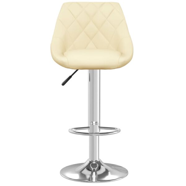 vidaXL Bar Stool Set of 2 Cream Faux leather, chromed steel Adjustable