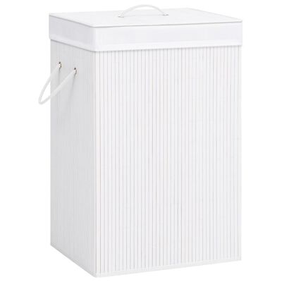 vidaXL Bamboo Laundry Basket with Single Section White