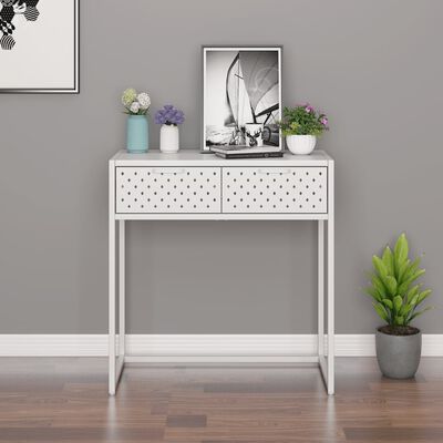 vidaXL Console Table White 28.3"x13.8"x29.5" Steel