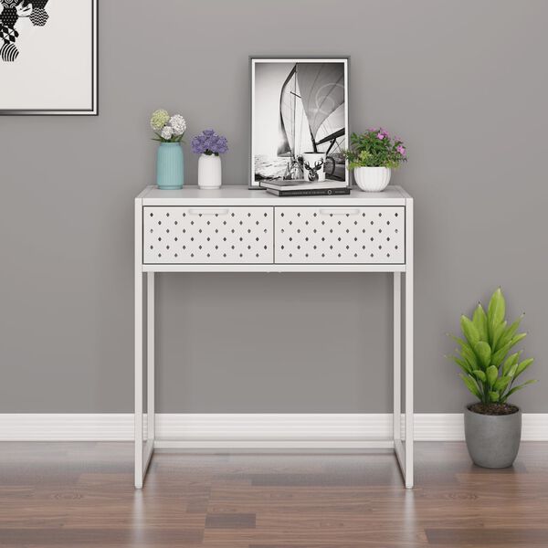 vidaXL Console Table White Steel Standard Adjustable Feet