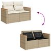 vidaXL Garden Sofa Set Beige PE rattan Large Adjustable Feet