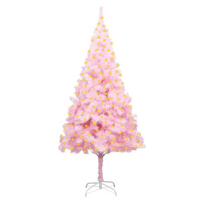 vidaXL Artificial Christmas Tree with LEDs&Stand Pink 82.7" PVC