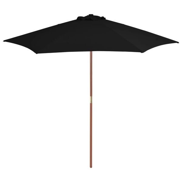 vidaXL Garden Parasol Black Laminated bamboo, hardwood, polyester Large