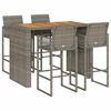 vidaXL Garden Bar Set Gray PE rattan, powder-coated steel, solid acacia wood