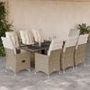 vidaXL 9 Piece Patio Bistro Set with Cushions Beige Poly Rattan