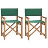 vidaXL Director's Chair Set of 2 Green Teak Wood, Fabric Foldable