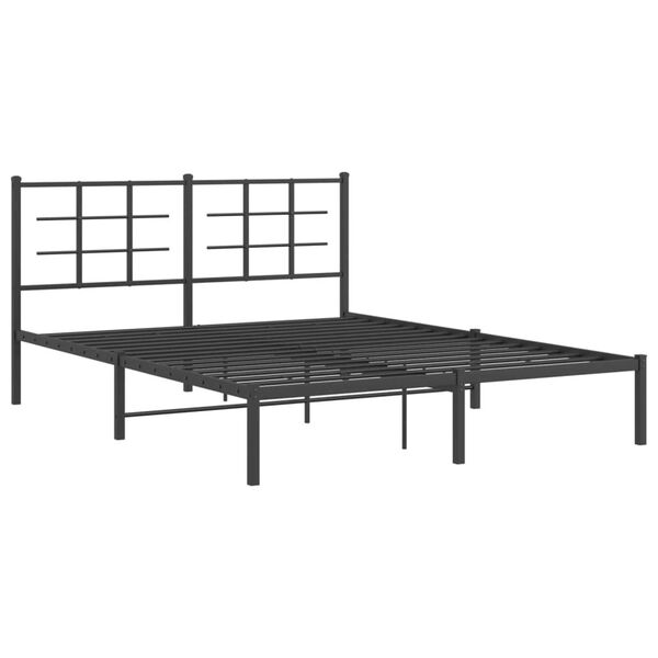 vidaXL Bed Frame Black Powder-Coated Steel Double Bed Frame