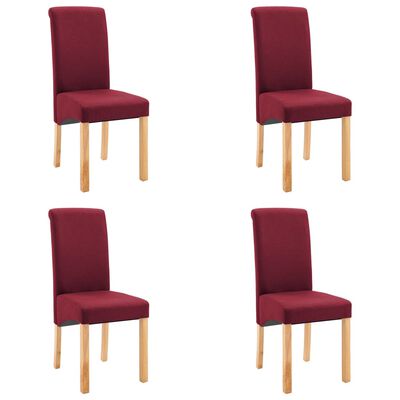 vidaXL Dining Chairs 4 pcs Red Fabric