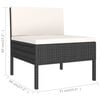 vidaXL Garden Lounge Set Black PE rattan, powder-coated steel, polyester