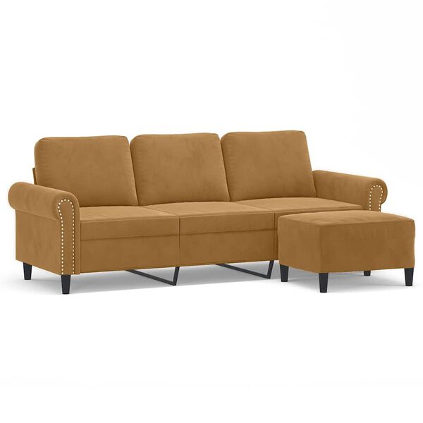 vidaXL 3-Seater Sofa With Footstool Brown