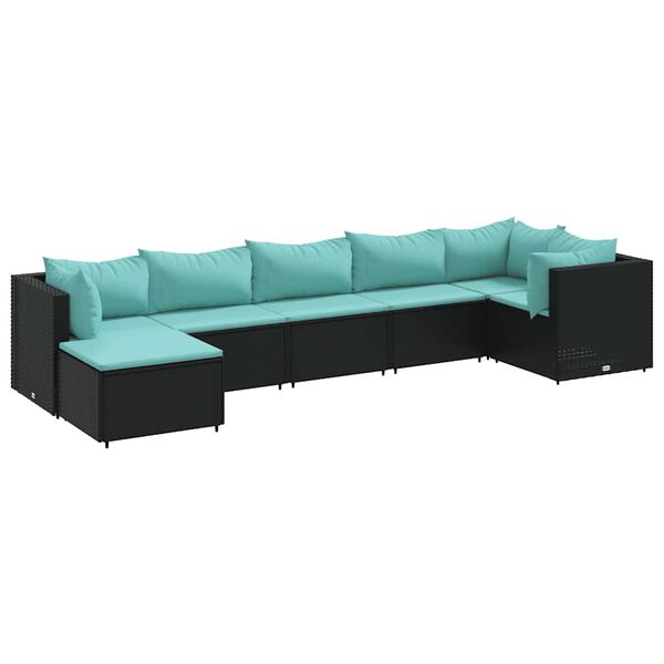 vidaXL Patio Lounge Set Black, Water Blue