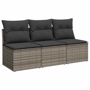 vidaXL Garden Sofa Grey PE Rattan 3-seater UV-resistant materials