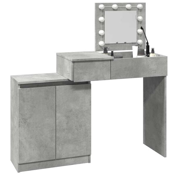 vidaXL Dressing Table Concrete gray Engineered wood, glass Standard