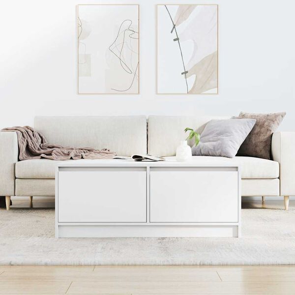 vidaXL Coffee Table White Engineered wood 39.4in x 39.4in x 15.7in