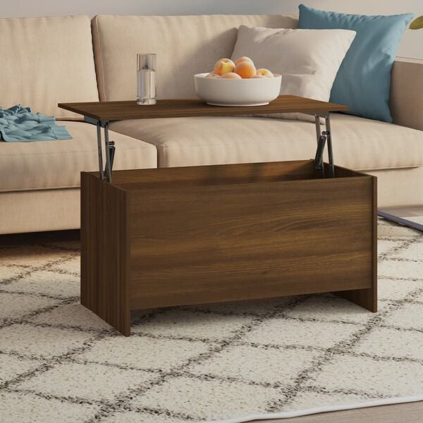 vidaXL Coffee Table Brown Oak Engineered Wood Large Adjustable Height