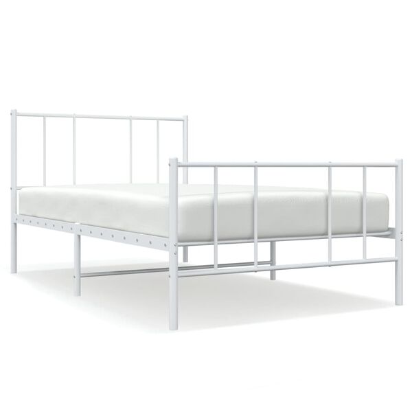 vidaXL Bed Frame White Powder-coated steel Single Bed Frame