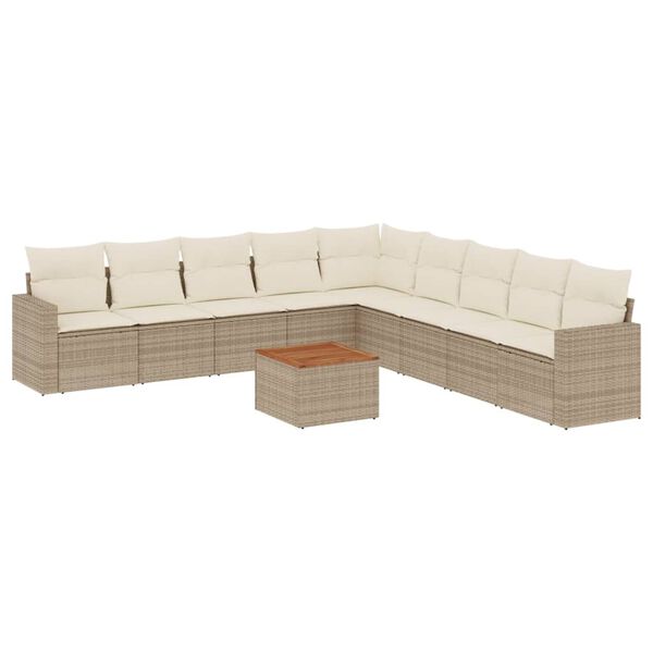 vidaXL Garden Sofa Set Beige PE rattan Large Modular Garden Sofa Set