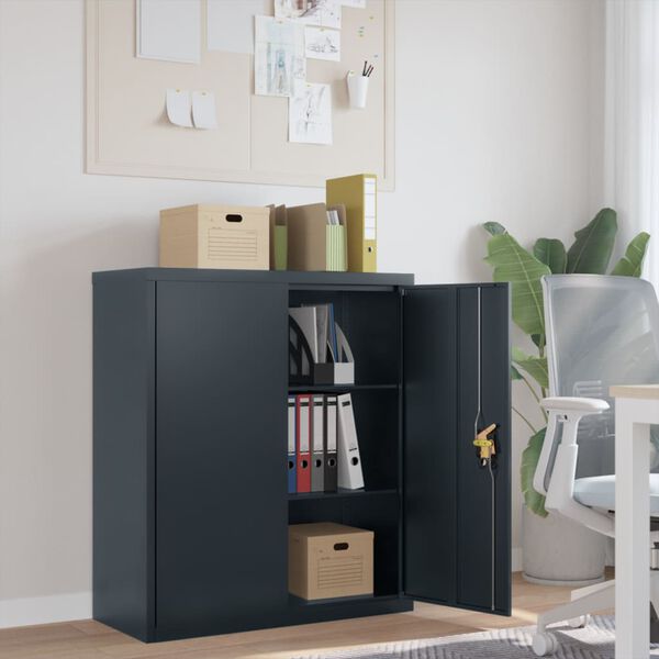 vidaXL File Cabinet Anthracite Steel 41.3in Height-Adjustable Shelves