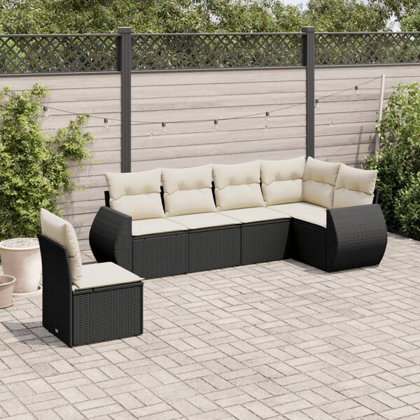 vidaXL Garden Sofa Set Black, Cream white