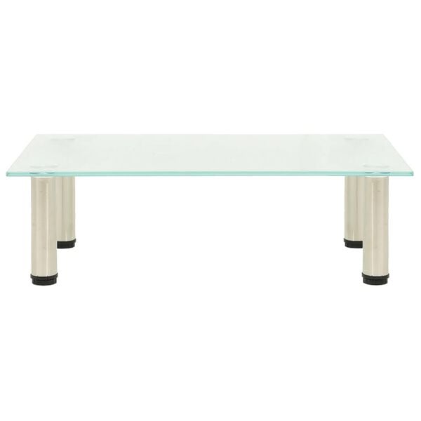 vidaXL TV Stand Transparent Tempered glass and stainless steel Small