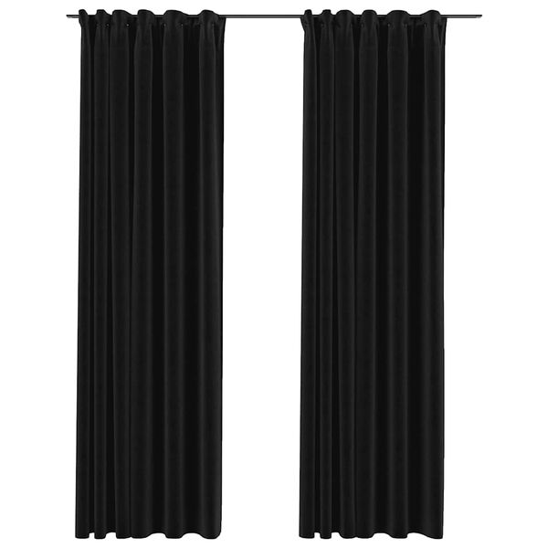 vidaXL Linen-Look Blackout Curtains with Hooks 2 pcs Anthracite 55.1x96.5"