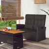 vidaXL Garden Bench Black PE rattan 2 Seater Garden Bench Rectangular