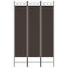 vidaXL 3-Panel Room Divider Brown 47.2"x78.7" Fabric