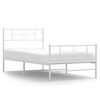 vidaXL Bed Frame White Powder-coated steel Twin Bed Frame Rectangular