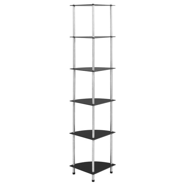 vidaXL Shelf Black Tempered Glass Medium Shelf Square Contemporary